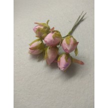 Цветы из ткани 1,8*2,5 см в пучках (6 шт) цв. розовый, цена за пучок